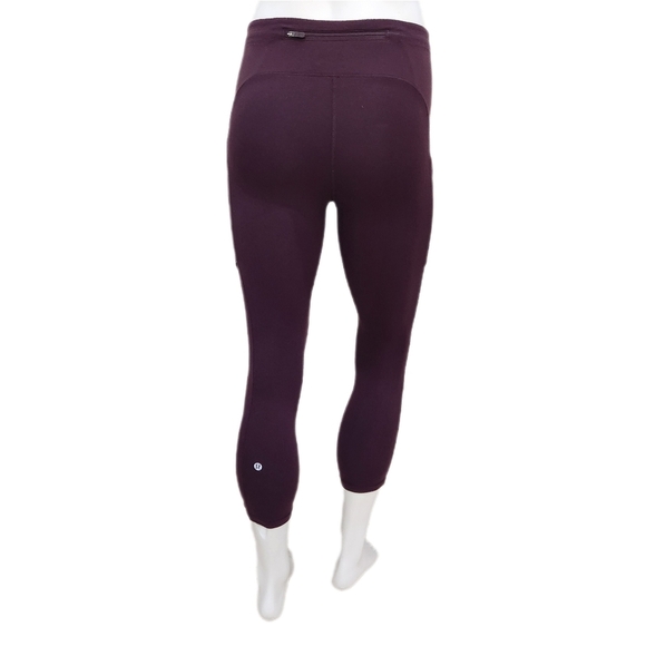 Lululemon Crop Leggings, Burgundy Wine, Women's 4 - Picture 2 of 8